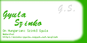 gyula szinko business card
